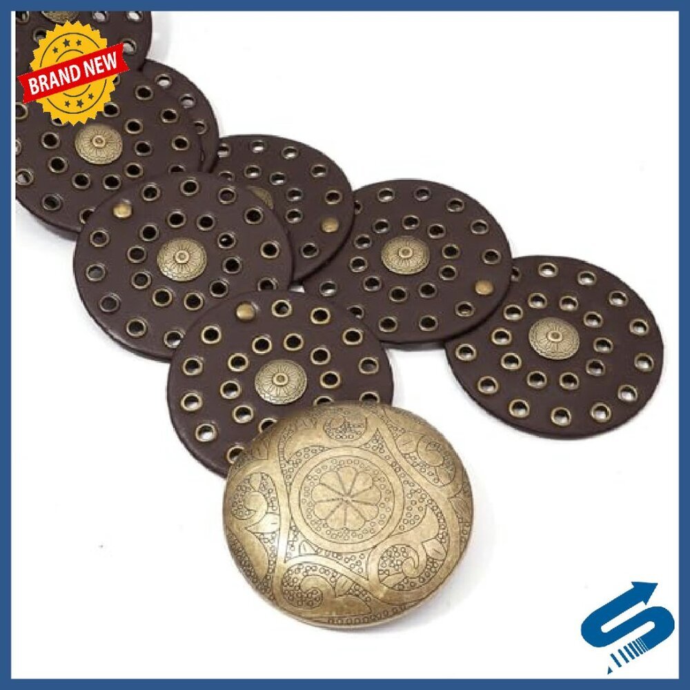 Wide Disc Belt Western Style PU Leather Adjustable 45-59in Length - Picture 6 of 6